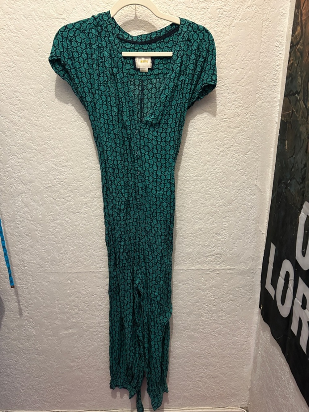 Maeve Teal and Black Printed Jumpsuit